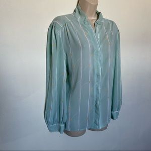 Vintage Secretary Geek Style Botton Down Blouse 14 (binWWW)